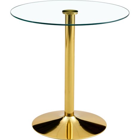Table de bar ronde moderne en verre trempé: avec un diamètre de 89 cm et une hauteur de 92 cm, c'est le choix idéal pour créer une ambiance légèrement luxueuse. (1/5)