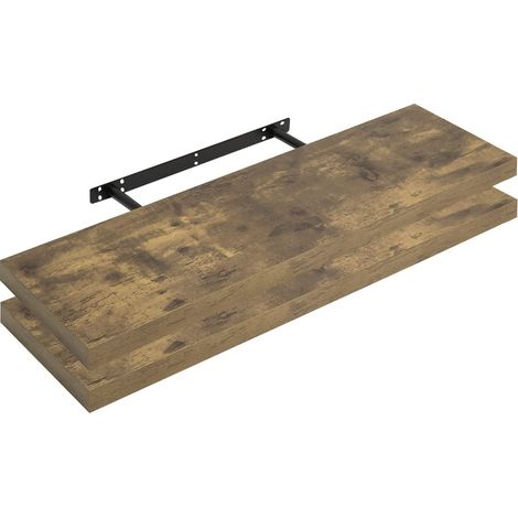 WOLTU Étagère Murale Lot de 2, Étagère Suspendue, Étagère Flottante de CD DVD, 100x23x3, 8cm Marron Rustique, RG9317hov-2 (1/4)