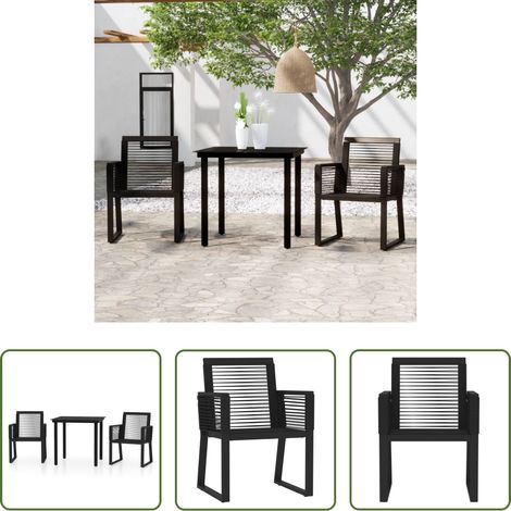 vidaXL Chaises de jardin - Ensemble à manger de jardin 3 pcs Noir (1/5)