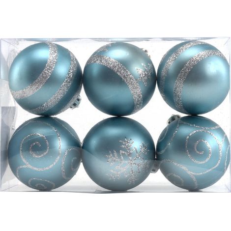TrendLine Weihnachtskugeln bruchfest 6 Stück, 6 cm Ø dämmerungsblau Christbaum (1/3)