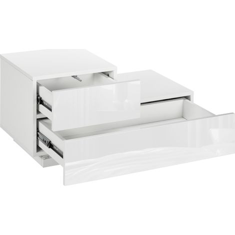 HOMCOM Comodino con 16 Luci LED RGB e Telecomando 70x37x38cm Bianco 2 Cassetti (1/5)