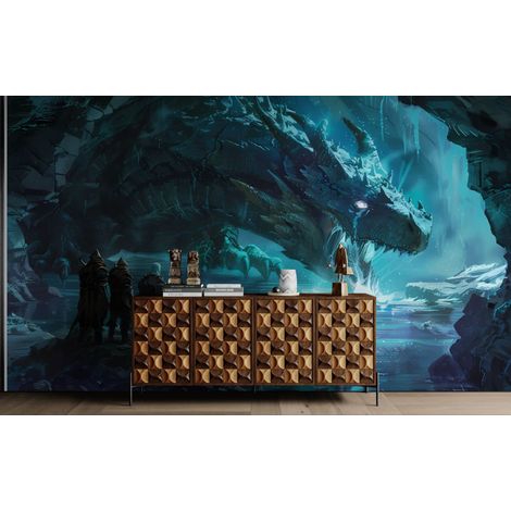 Papier peint Fantaisie – dragon de glace mythique - 150 x 250 cm (1/2)
