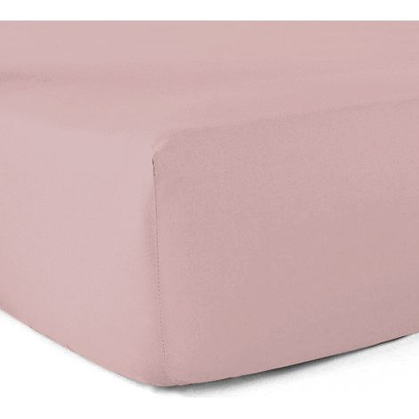 Drap-housse 100% coton 57 Fils Rose poudré 120 x 190 cm - Bonnet 30 cm (1/5)