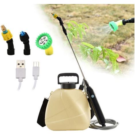 5L Electric Battery Sprayer, with Rechargeable Handle, 91cm Telescopic Handle, 3 Nozzles and Adjustable Shoulder Strap (Yellow) (1/4)