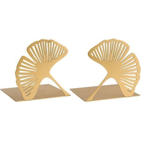 Serre-livres en métal doré décoré de ginkgo (lot de 2) (1/5)