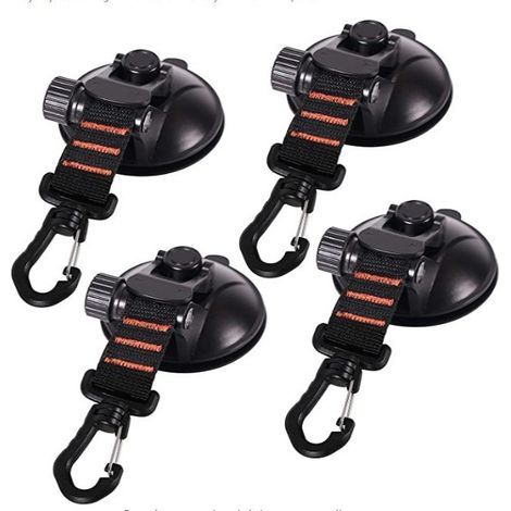 4pcs Heavy Duty Suction Cup Anchor Clips Strong Suction Cups for Attaching Car Awning Boat Camping Trap, Outdoor Car Tent Suction Cup, Black Suction Cup with Hook (1/5)