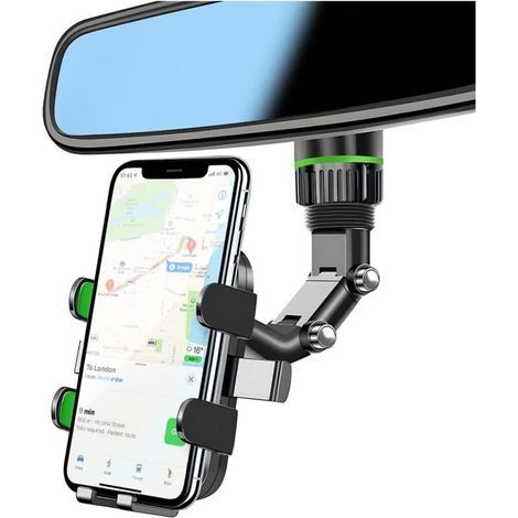 Support Téléphone Rétroviseur Voiture, Multifonctionelle Support Telephone Rétroviseur Support Siège Arrière, Universel Rotatif à 360 Degrés Support Smartphone pour Smartphone (Vert) (1/5)