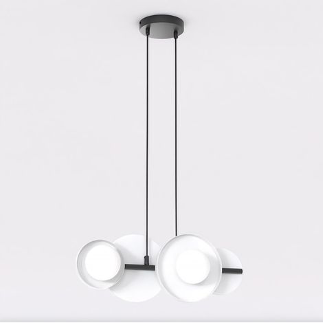 Lampada a sospensione Model in acciaio nero e vetro