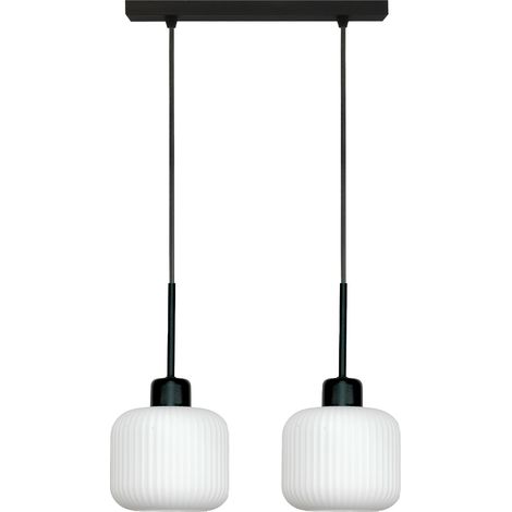 Schwarze Hängeleuchte mit weißem Glasschirm, Beka Bianco 14-968