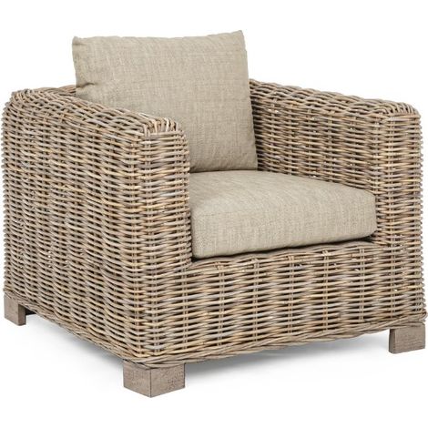 Poltrona "Fortaleza" con struttura in legno di mango e rattan, con braccioli, per esterno (1/5)