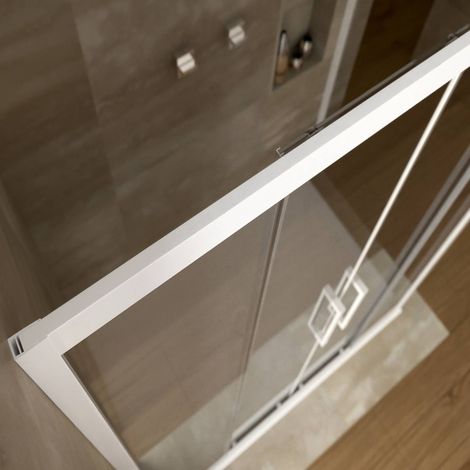 Box doccia angolare in pvc profilo bianco h 200 mod. Star 2 Ante 70x170 cm vetro trasparente