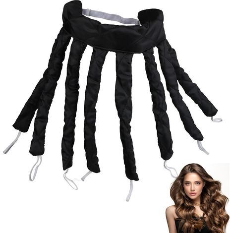 Bigoudis Cheveux sans Chaleur, Boucles sans Chaleur Naturelles, Octopus Hair Curler für Cheveux Longs und Mi-Longs, für Ondulations Saines (Noir) (1/4)