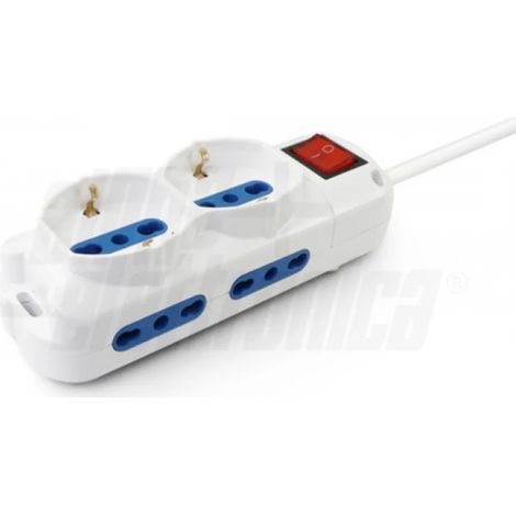 Multipresa con 2 prese Universali P40 e 4 bipasso con interruttore (1/4)
