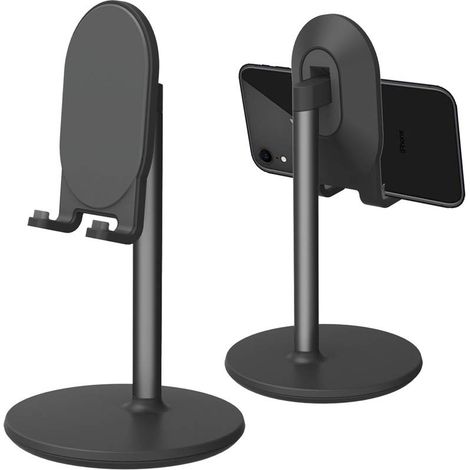 Support Téléphone Bureau - Réglable 5° à 45° - Compatible iPhone iPad Switch Tablet 4″ à 12,9″ - Rose - 1 Pièce (1/5)