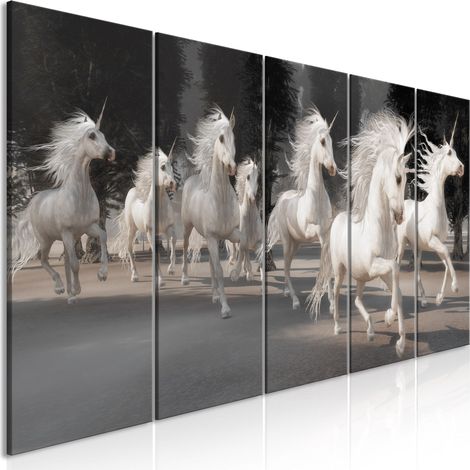 Quadro - Unicorns Run (5 Parts) Narrow - 200x80 (1/4)