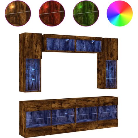 Maison Exclusive - 6-tlg. TV-Wohnwand mit LED-Leuchten Räuchereic