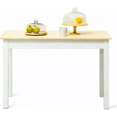 Mesa de comedor rectangular de aglomerado 119 x 70 x 75 cm blanco y roble HOMVRA (1/5)