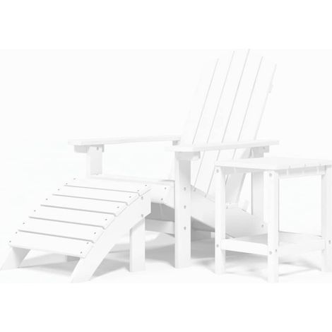 Chaise de jardin - Chaise d'extérieur pour terrasse/jardin Adirondack repose-pied table PEHD Blanc BV875865 - BonneVie (1/5)
