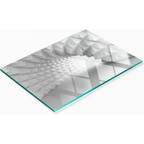 Dekoratives Schneide- und Servierbrett aus Glas, abstraktes Tunneldesign, 80 x 52 cm (1/5)