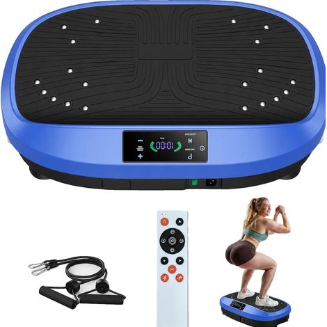 Vibrationsplatte Trainingsgerät, 120 einstellbare Geschwindigkeiten, 6 Trainingsprogramme, Blau