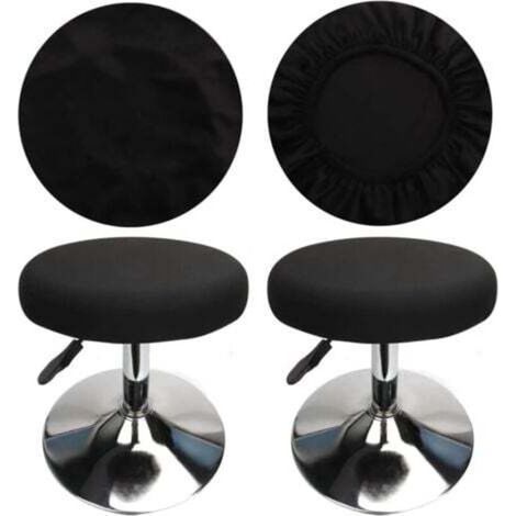 [JAMAIS UTILISÉ] (4 Pièces Noir)Housse Tabouret Rond Housse Tabouret de Bar, Tissu de Luxe, Diamètre 30-40cm, Extensible, Infroissable, Lavable et Anti-Poussière (1/4)