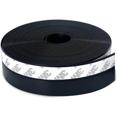 Bas de Porte Adhésif, 10M x 3,5CM Bande d'étanchéité Auto-adhésive de Silicone pour Porte et Fenetre. Protection contre l 'eau, Protection contre les Insectes, Réduction du Bruit (Noir) (1/4)