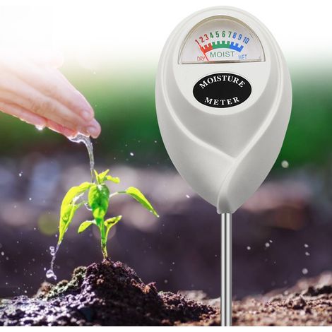 Bodenfeuchtemessgerät mit weißem Rundkopf, All-in-One-Bodendetektor für den Gartenbau. (1/5)