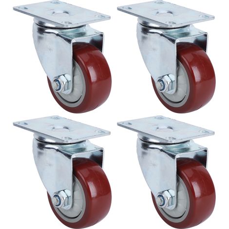 Ruedas giratorias de 360° de alta resistencia, de poliuretano, universales, para muebles y carros de compra, con una capacidad de carga unitaria de 100 kg (220 lb). (1/5)