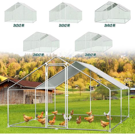 Jopassy Recinto per pollai con rete metallica 3x4x2 m con sistema di sicurezza e tessuto PE impermeabile, per polli e piccoli animali (1/5)