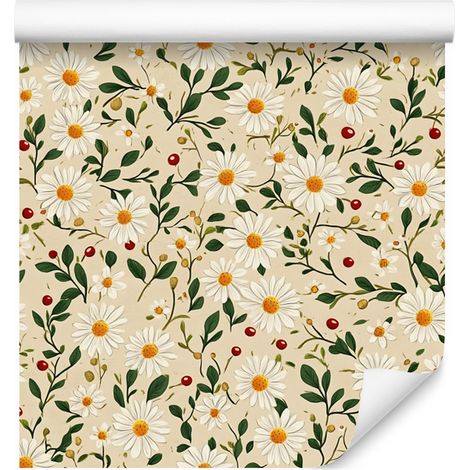 Daisy-Tapete in Creme, Beige und Braun für Wohn- und Schlafzimmer, 50 x 1000 cm (1/5)