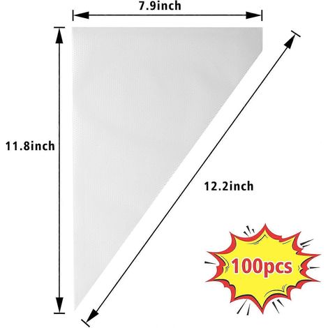 Poches à douille jetables anti-éclatement de 30 cm (12 pouces), 100 pièces, antidérapantes, idéales pour décorer gâteaux, crèmes et biscuits. (1/4)