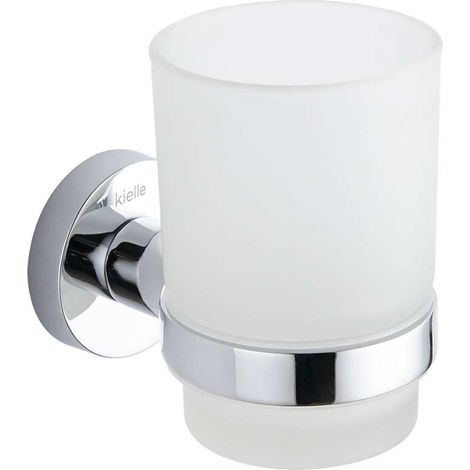 kielle Oudee - Vaso para cepillo de dientes con soporte, vidrio esmerilado/cromo 40002020 (1/4)