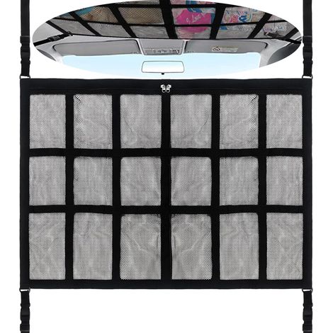 1 Filet de rangement pour toit voiture, 90x65cm, polyester élastique réglable, pour SUV Van camping (1/5)