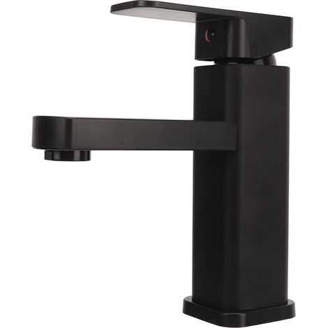 Waschtischarmatur, Einloch, Edelstahl, modern, verstellbar, für Waschbecken mit Warm- und Kaltwasseranschluss, für Badaccessoires, schwarz (1/5)