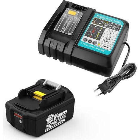 5,5 Ah 18 V Ersatzakku für Makita 18 V Akku BL1855 BL1850 BL1850B BL1840 BL1830 mit 14,4 V  18 V Ersatzladegerät für Makita DC18RC, kompatibel mit Makita 18 V Akku