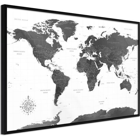 Affiche Murale Encadrée "The World in Black and White" 60 x 40 cm Noir