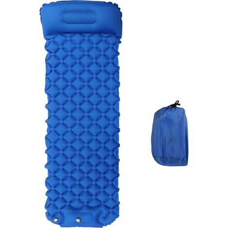 Matelas de Camping Gonflable Ultraléger avec Pompe Intégrée pour Randonnée et Plein Air, Bleu Foncé (1/5)