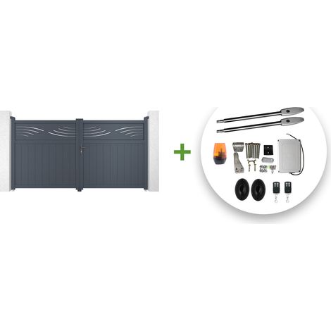 Portail battant électrique HALTI 300x160cm gris + Motorisation TANKER B250 (1/5)