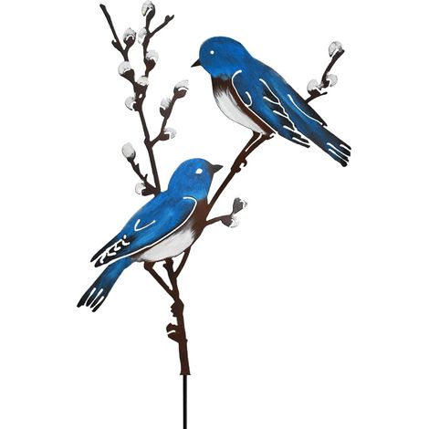 CCYKXA Decorative Outdoor Birds, Blue Birds and Willows, Painted Metal Bird Decorations, Outdoor Garden Decoration (1/5)