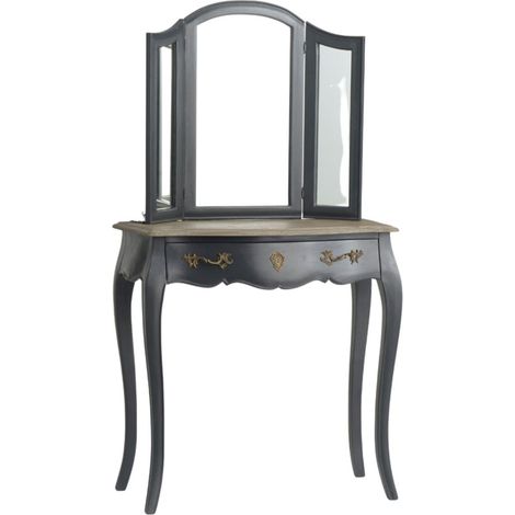 Amadeus - Coiffeuse 1 tiroir en chêne gris anthracite L83 cm Murano Céleste (1/4)