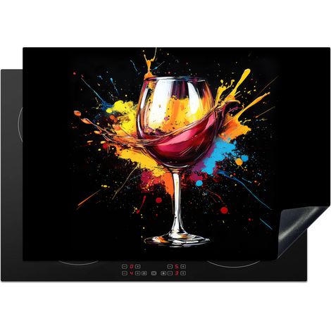 PROTEZIONE PER PIANO COTTURA A INDUZIONE Vino - Bicchiere - Graffiti - Bevanda - Rosso - Vernice 75x52