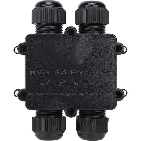 Wasserdichte Kunststoff-Anschlussdose M686 für Außenkabel, 4-fach, H-förmig, IP68 (1/5)
