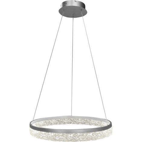 Lámpara colgante moderna plateada, anillo decorativo, Ø50cm, LED, 25W, GALA Milagro (1/5)