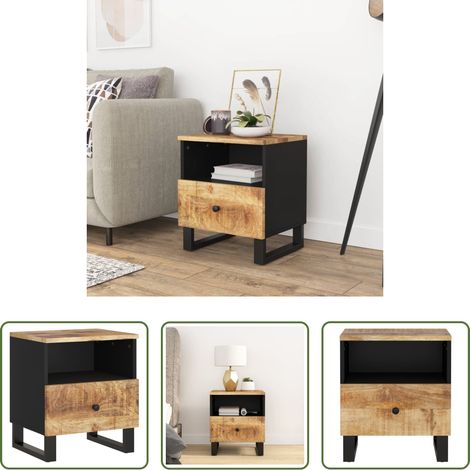 vidaXL Rangement -  Table de chevet Bois de manguier solide et bois d'ingénierie (1/5)