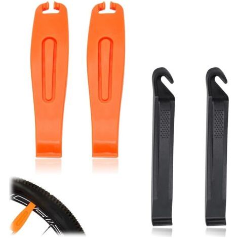 BUNTHAUS (Orange, Noir) Lot de 4 démontepneus de vélo, outil de démontage portable, levier de montage pour réparation de pneus, ultra résistant, démonte pneu vélo pour pneus de route et VTT (1/5)
