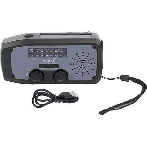 Notfall-Kurbelradio mit LED-Taschenlampe, AM/FM-Empfang, NOAA-Wetterradio, tragbar, mit 2000-mAh-Akku