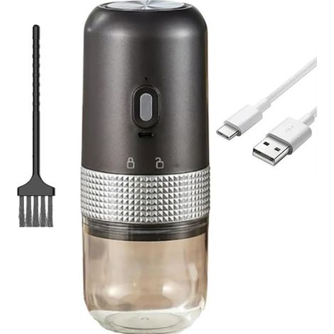 Macinacaffè elettrico, macinacaffè a un pulsante, macinacaffè portatile in ceramica, livelli di macinatura regolabili, mini macinacaffè ricaricabile per chicchi, noci e cereali, capacità 25 g, grigio (1/5)