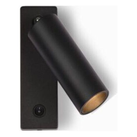 3W spot LED à lumière chaude 3000K pour chevet, montage en saillie, sans trou de passage, projecteur orientable, applique murale pour hôtel, lecture, couloir, bar ou maison, couleur noire (1/5)