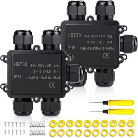 Boîte de dérivation 5 voies étanche : boîte de jonction extérieure étanche IP68 Boîte de jonction pour câble de terre Boîte de jonction Boîte de jonction extérieur Connecteur de câble en saillie pour (1/5)