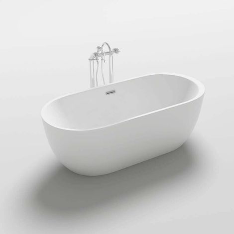 HOME DELUXE - freistehende Badewanne - CODO, Weiß - Maße: ca. 170 x 80 x 58 cm - Füllmenge: 204 Liter, inkl. Überlaufschutz, Siphon und Verschluss I Spa, für 2 Personen  Badewanne Acrylwanne Wannen Du